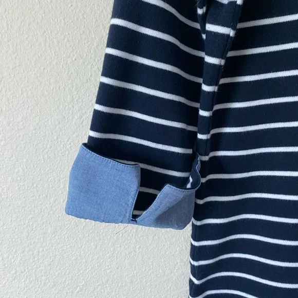 Nautica Women’s Navy & White Striped 3/4 Sleeve Nautical Shirt Size Medium - Picture 13 of 16